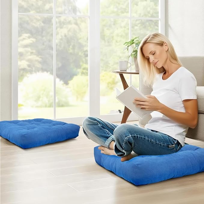 Meditation Floor Pillow Set of 2, Square Large Pillows Seating - Image 3