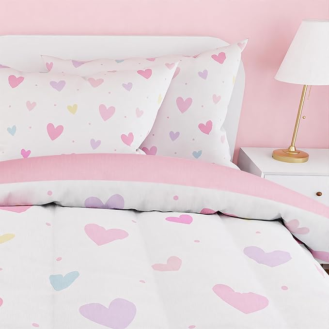 SANDJEST Heart Comforter Set Full Size 98x86in - Image 4