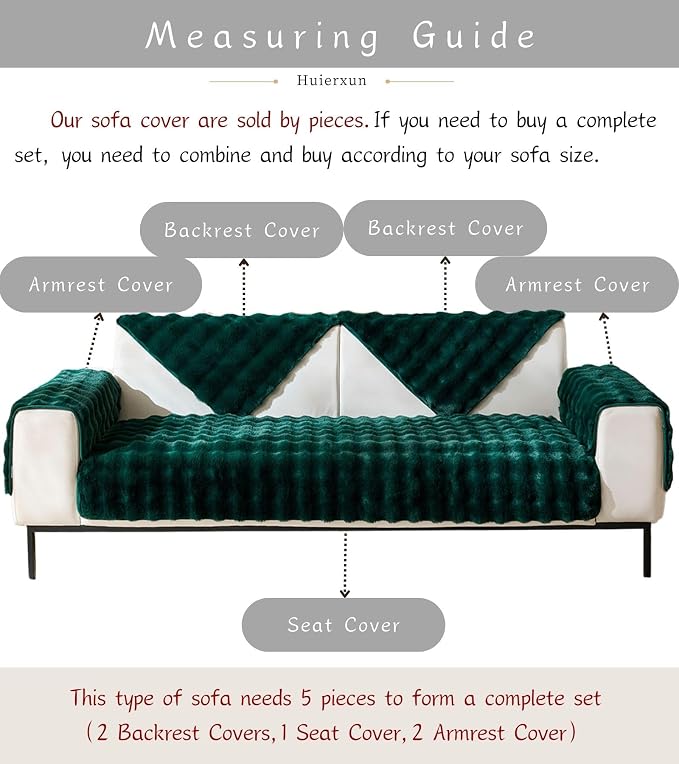 Christmas Faux Fur Couch Cover Fuzzy Soft Plush Thick Bubble Sofa Cover Luxury - Image 2