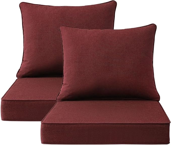 Sunbrella Outdoor Chair Cushions Set, Water-Repellent, Fade Resistant, Deep by Unimatta