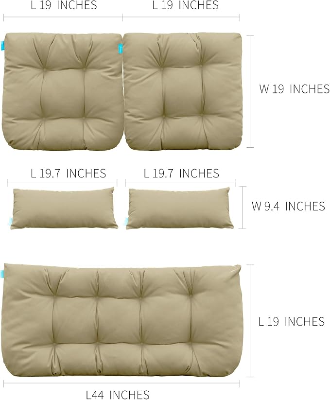 QILLOWAY Outdoor Patio Wicker Seat Cushions Group Loveseat/Two U-Shape/Two - Image 2