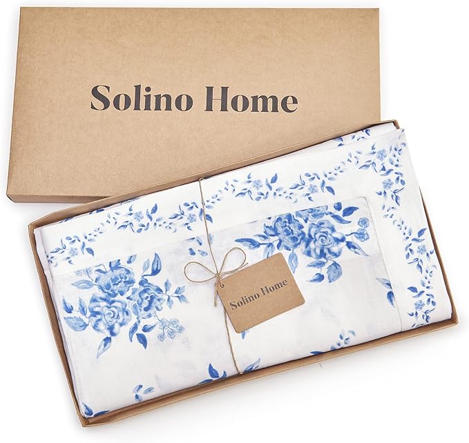 Solino Home Blue Floral Print Table Runner 108 Inches Long - Image 5