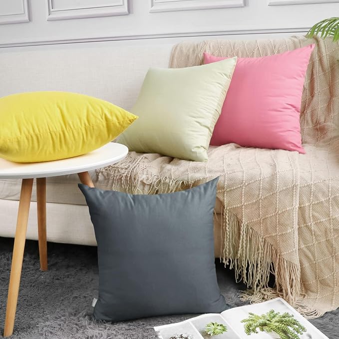 4-Pack 100% Cotton Comfortable Solid Decorative Throw Pillow Case Square - Image 3