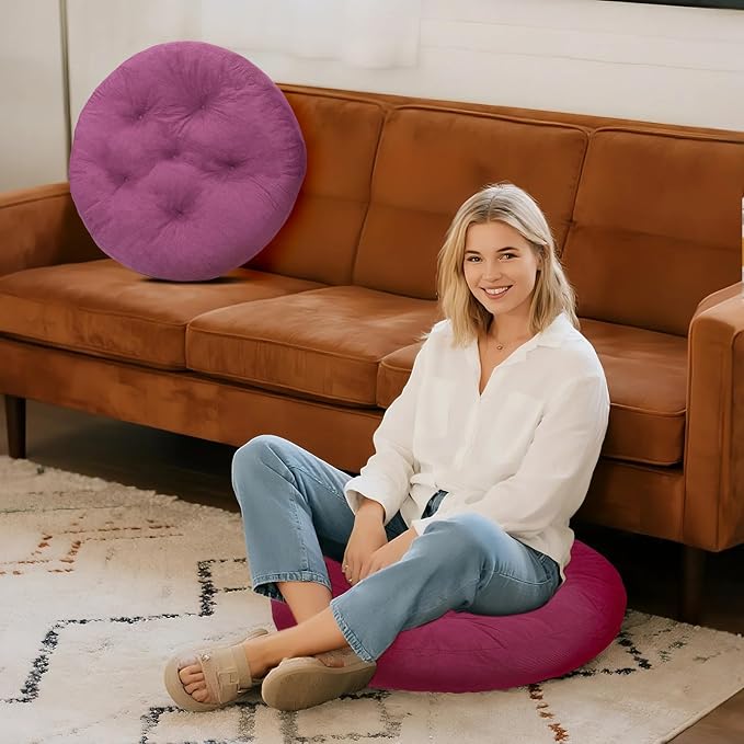 Meditation Floor Pillow Set of 2, Round Large Pillows Seating - Image 7