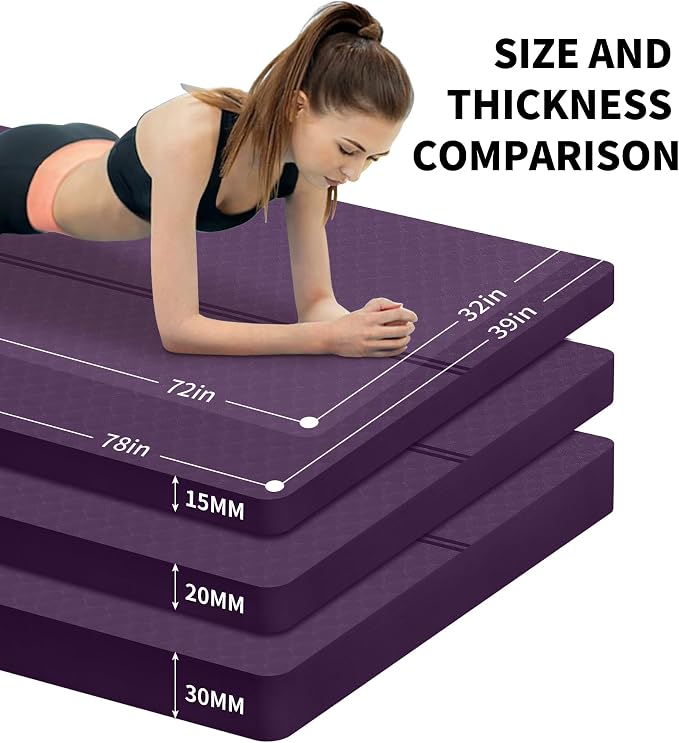 nuveti Large Exercise Mat - 15mm/20mm/30mm Thick Yoga Mat | Workout Mat - Image 4