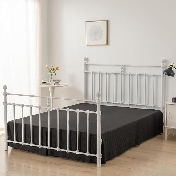 Queen Bed Skirt, Pleated Waffle Weave Bed Skirt - Image 2