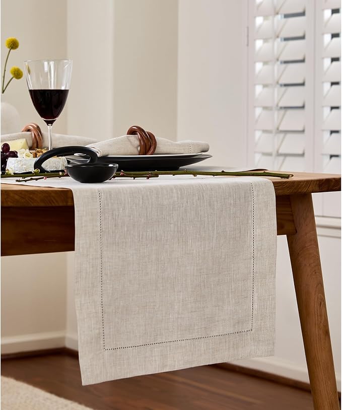 Solino Home Linen Light Natural Table Runner 132 Inches Long - Image 2