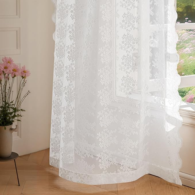 Anmao Vintage Lace Curtains 108 Inches Long 2 Panels Set, Romantic Elegant - Image 7