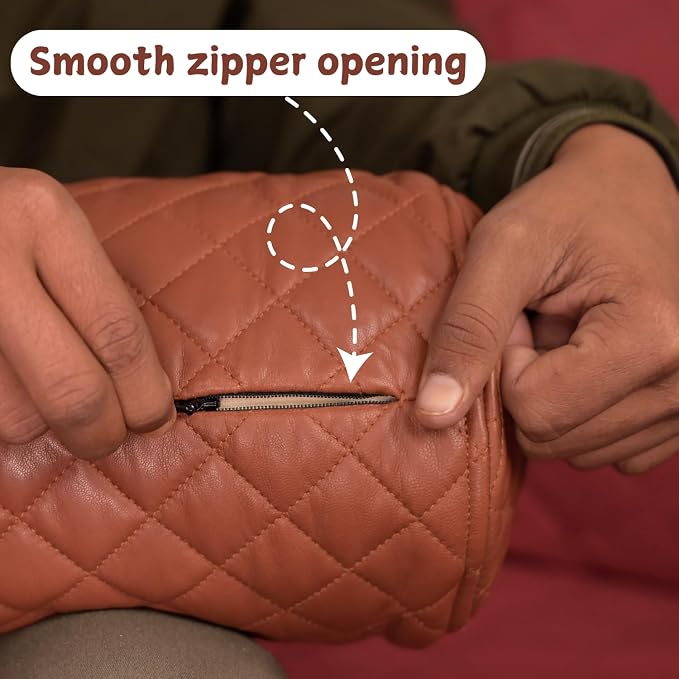Neck Roll Pillow Cushion Cover, 24x5 Inch Full Moon Round Bolster Pillow Case - Image 4