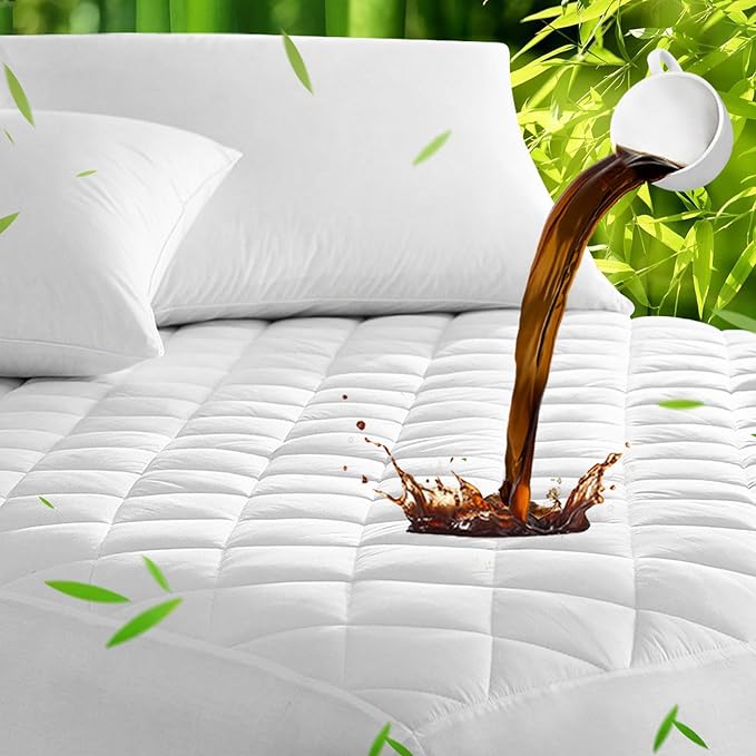 UNILIBRA Full Mattress Pad Waterproof Rayon Made from Bamboo, Fitted Deep by Unilibra