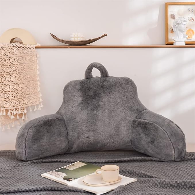 Holawakaka Standard Faux Fur Bed Rest Pillow - Image 2