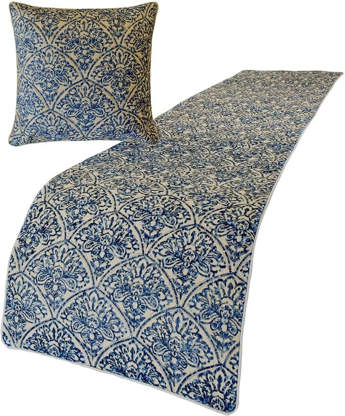The HomeCentric King/Queen/Twin Blue Decorative Full 68"x18" Bed Runner by TheHomeCentric