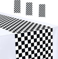 3 Pcs Black and White Checkered Table Runner 14 x 108 Plastic Table Runner by MUNILAIL