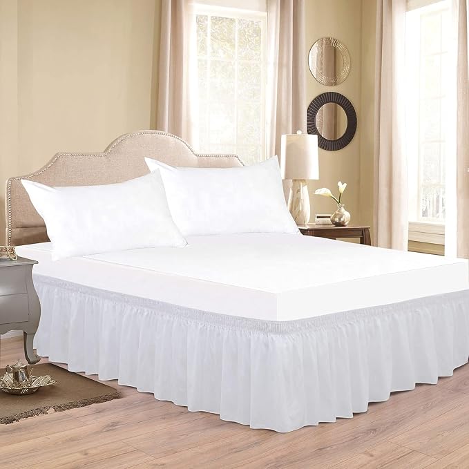 White Drona Bedding Wrap Around Bed Skirts by Unknown