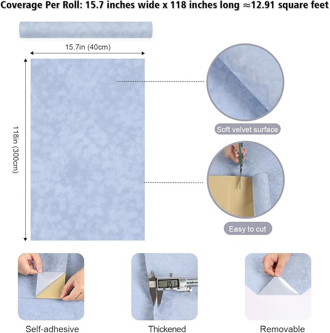 Light Blue Self Adhesive Velvet Flocking Liner - Image 8