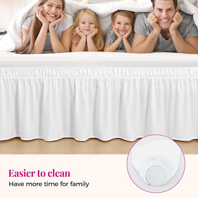 RIMELA Bed Skirt Full Size Moon White 15 Inch Drop, Wrap Around Elastic Bedskirt - Image 8