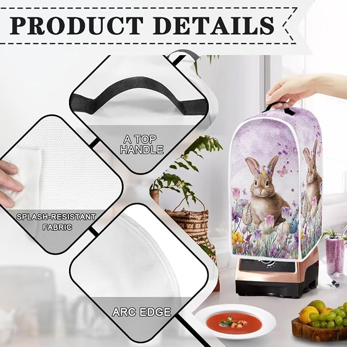 Easter Bunny Blender Covers for Kicthen, Tulip Coffee Machine Dust Cover - Image 4
