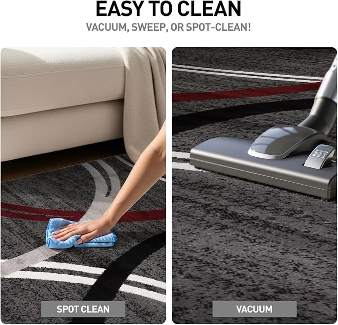 Rugshop Modern Wavy Circles Design Non-Shedding Runner Rug, Carpet - Image 7
