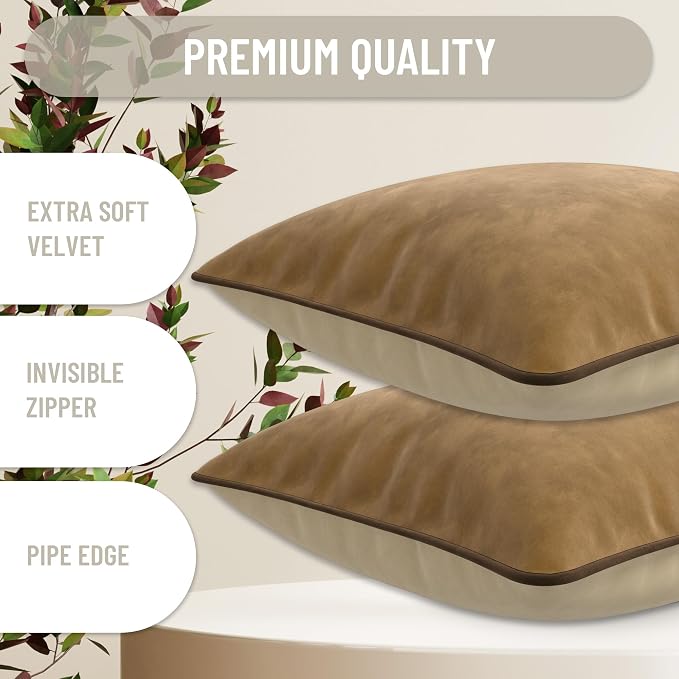 Set of 2 Decorative Throw Pillow Covers Cushion Cases. Soft Velvet. Contrast - Image 2