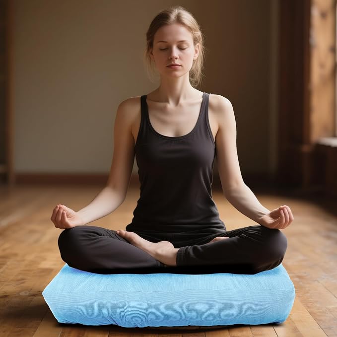 Meditation Floor Pillow Set of 2, Square Large Pillows Seating - Image 5