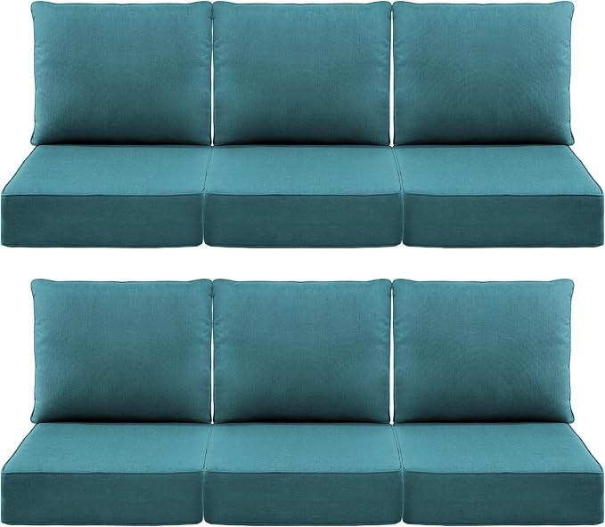 Luxury 6" Outdoor Cushions for Patio Furniture, Fade Resistant Couch Chair by Pugire