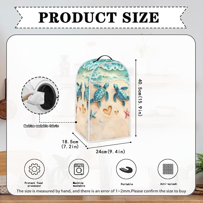 Talayituse Beach Turtle Starfish Heart Print Blender Dust Cover, Fingerprint - Image 6