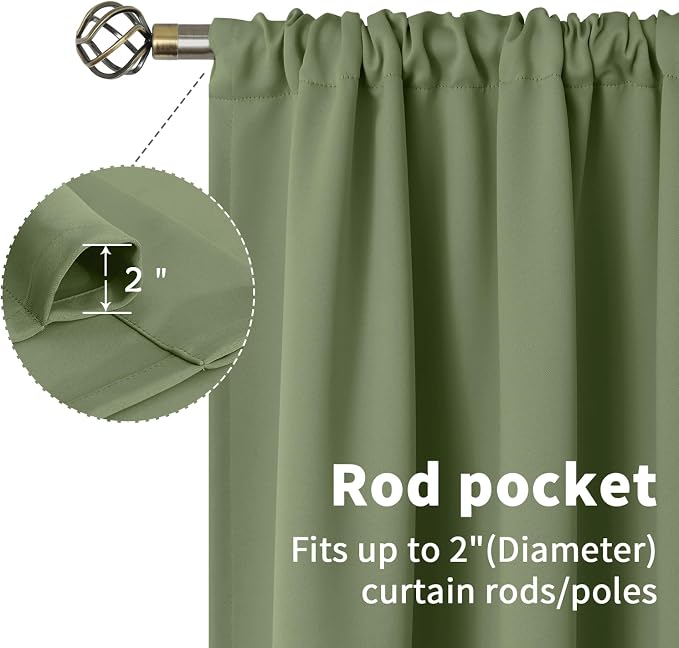 BGment Olive Green Short Blackout Curtains 36 Inch Length - Image 5