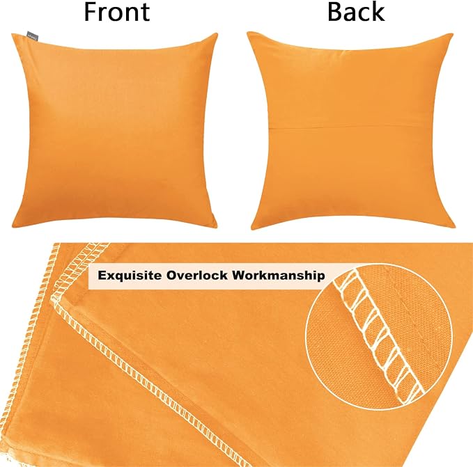 4-Pack 100% Cotton Comfortable Solid Decorative Throw Pillow Case Square - Image 6