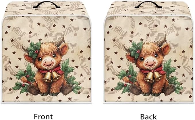 Christmas Coffee Maker Cover, Dustproof Washable Highland Cow Coffee Machine - Image 2