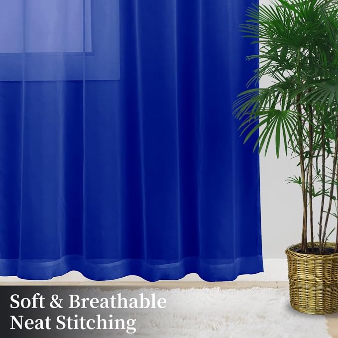 Sheer Curtains 63 Inches Long 2 Panels, Rod Pocket Short Curtain - Image 8