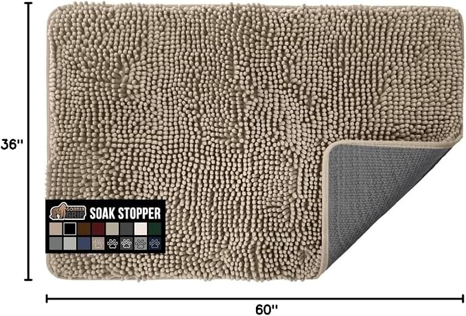 GORILLA GRIP SOAKSTOPPER Dog Door Mat, 60x36 Machine Washable Rug Absorbent - Image 2