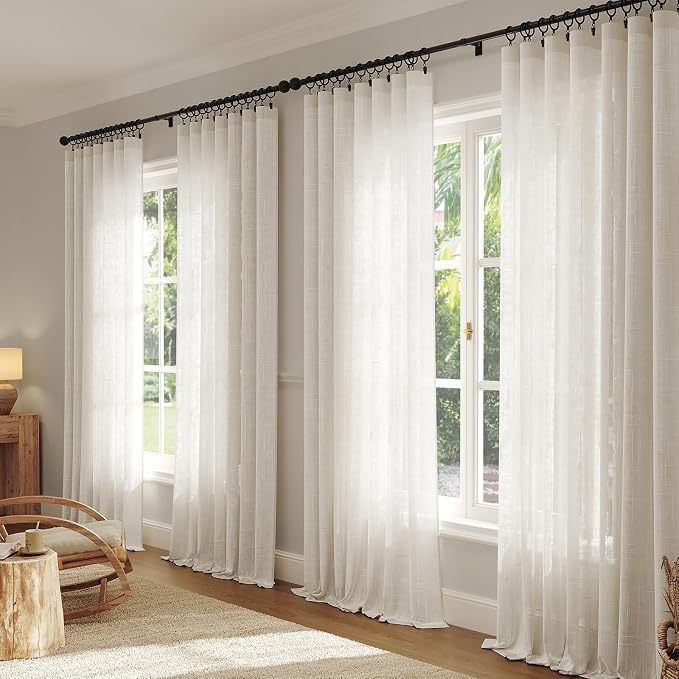 Anmao Natural Linen Curtains for Living Room 84 Inch Length 2 Panels Set - Image 5