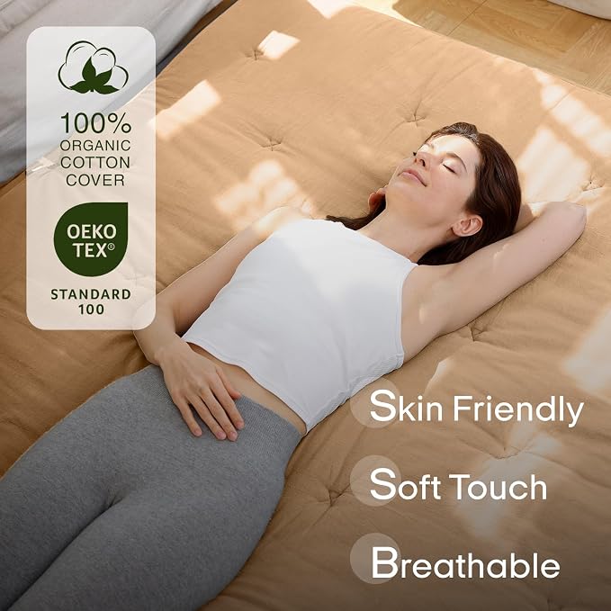 ZonLi Japanese Floor Futon Mattress Full Size 75"x 54", 100% Cotton Cover 2.5'' - Image 2