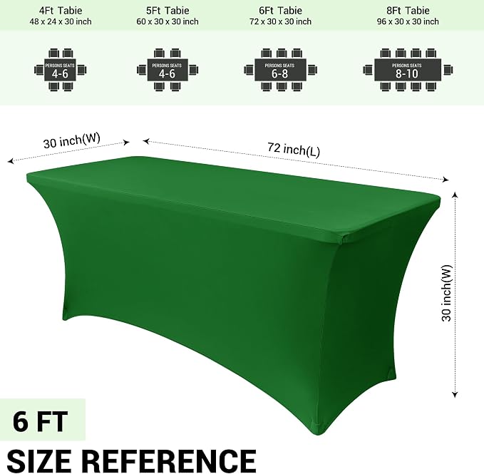 Obstal 6 Pack Stretch Spandex Green Table Covers - Image 4