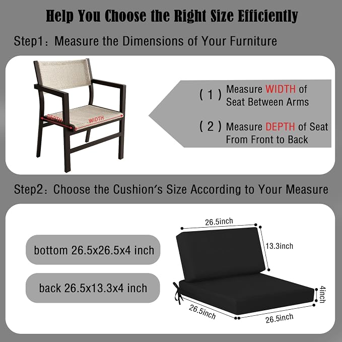 idee-home Outdoor Cushions for Patio Furniture, Outdoor Seat Cushion, - Image 5