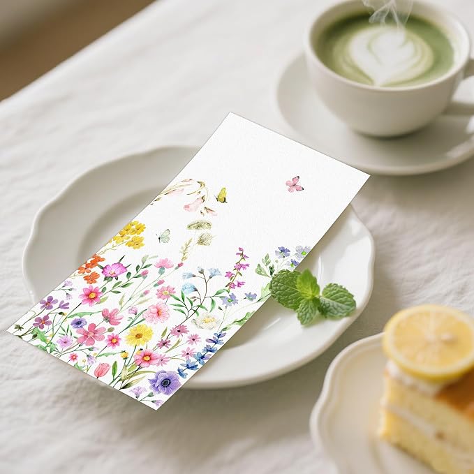 100 PCS Wildflower Paper Napkins, Disposable Flower Bathroom Guest Hand Towels - Image 6