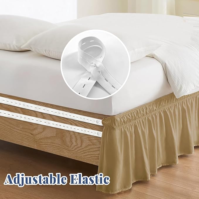 King Bed Skirt, Elastic Wrap Around Bed Skirt King Size, Bed Skirts - Image 4
