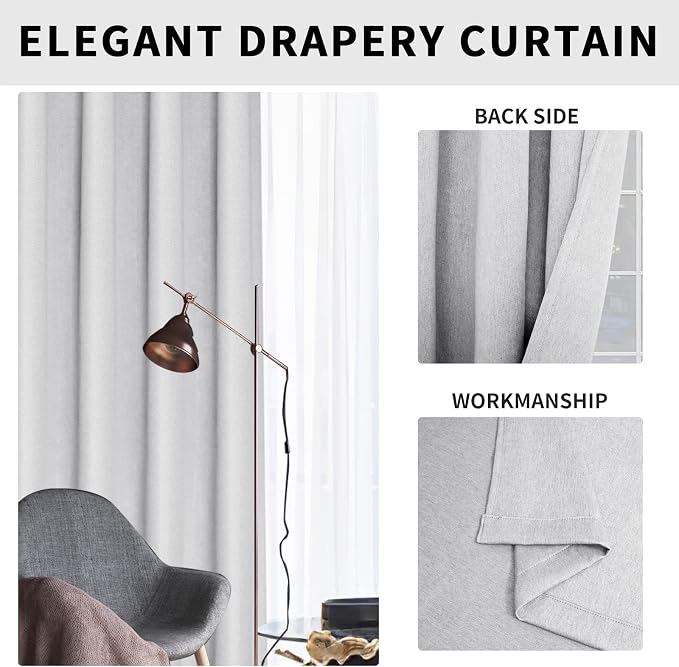 Easy-Going Linen Look Blackout Curtain Grommet Window Curtain Drapes - Image 4