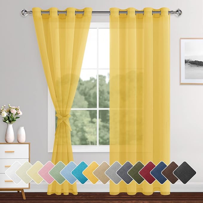 XWZO Sheer Curtains 84 Inches Length 2 Panels Set by XWZO