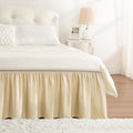 RIMELA Beige White Bed Skirt Queen Size 18 Inch Drop, Elastic Bed Skirting by RIMELABedSkirt