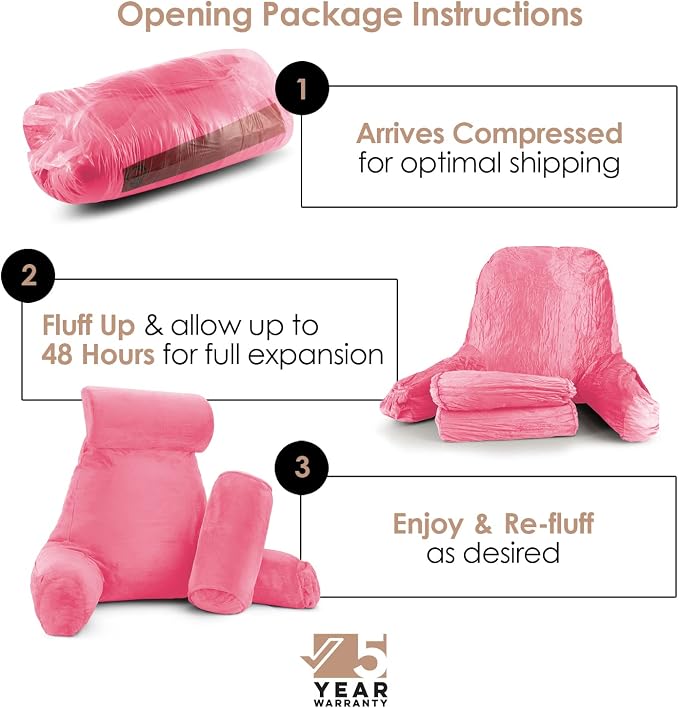 Nestl Reading Pillow with Shredded Memory Foam Includes 2 Neck and Lumber - Image 2