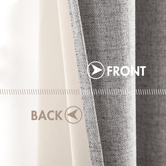 MIULEE Linen Texture Curtains for Bedroom Solid 100% Blackout Thermal Insulated - Image 6