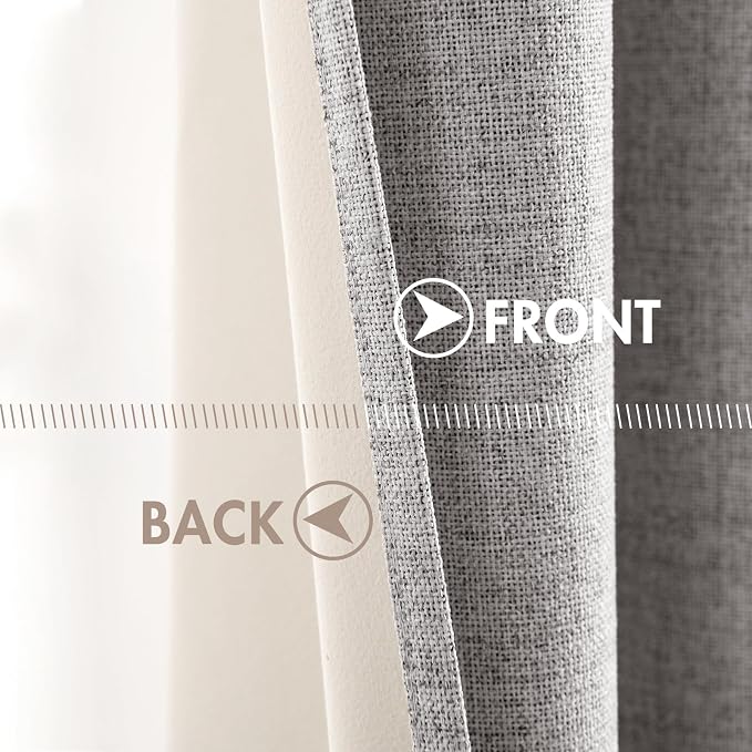 MIULEE Linen Texture Curtains for Bedroom Solid 100% Blackout Thermal Insulated - Image 6