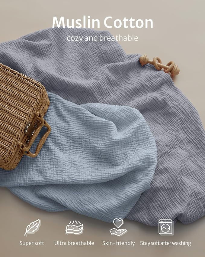 Blissful Diary Muslin Mini Crib Sheets, Pack and Play Mattress Sheets Fitted - Image 2
