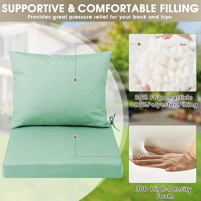 Outdoor Seat Cushion Set 22 x 22 In, Water-Resistant & Fade-Resistan, Patio - Image 5