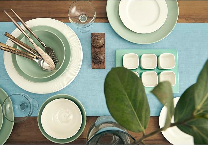 Solino Home Linen Aqua Blue Table Runner 108 Inches Long - Image 3
