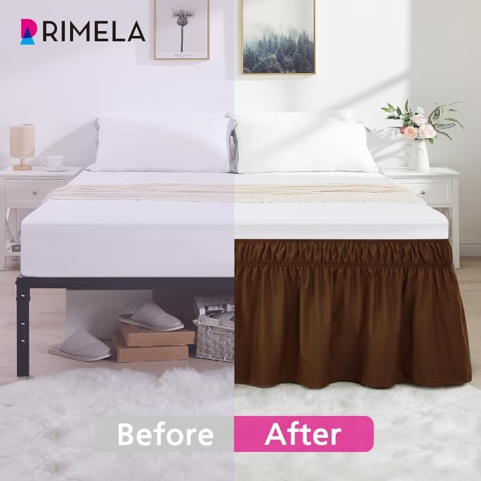 RIMELA Bed Skirt King Size 15 Inch Drop, Elastic Bed Skirting - Image 4