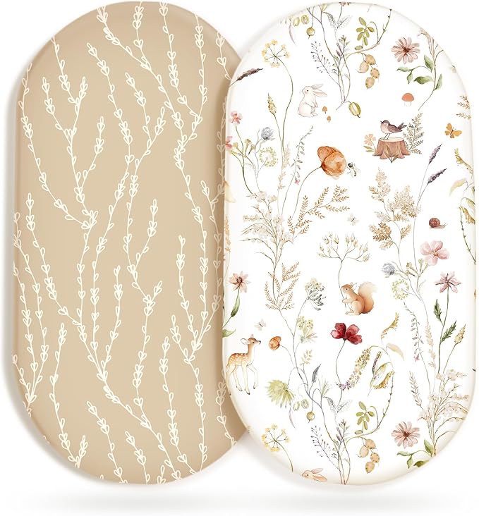 GRSSDER Ultra Soft Bassinet Sheets 2 Pack, Stretchy Breathable Knit Bassinet by BUYNOW