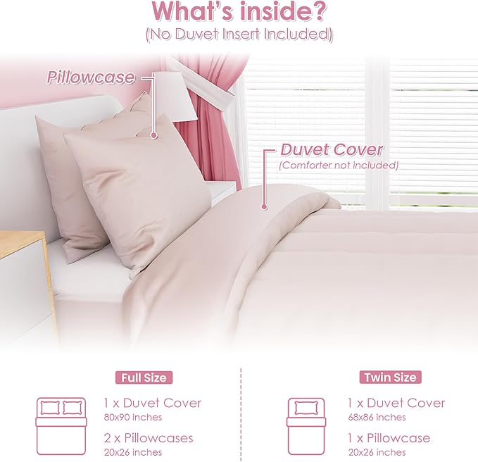 SANDJEST Beige Duvet Cover Sets Full Size - Image 2