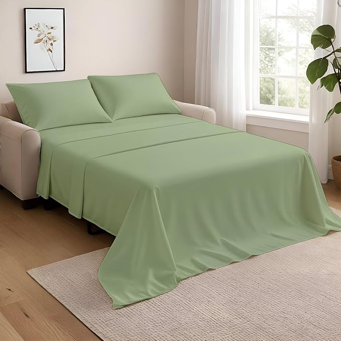 NON Sticky cotton Queen Size Sleeper Sofa Sheets, 4 Piece Egyptian Cotton Bed by Non-StickyCotton